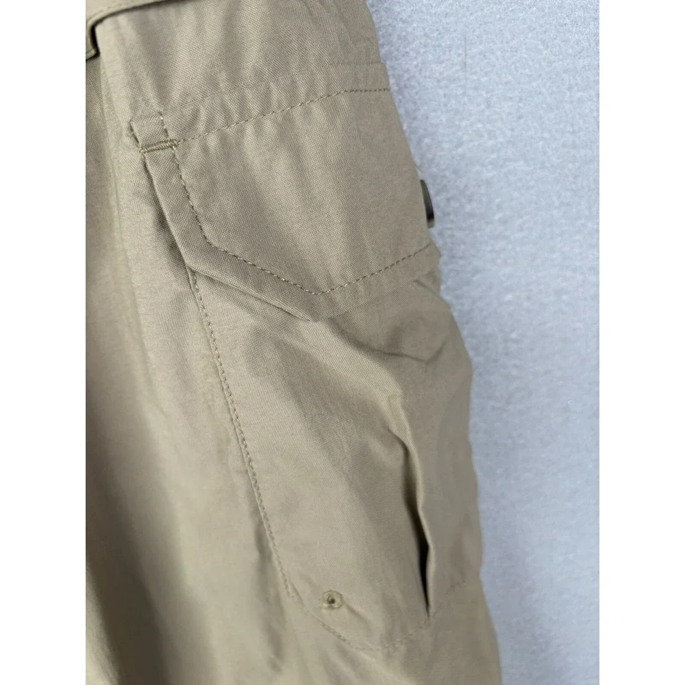 LL Bean Men's Pants Medium Reg Beige Tan Nylon Belted Cargo Hiking 3063